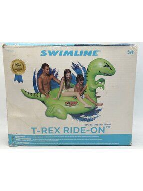 Swimline T-Rex Ride-On Inflatable Pool Float 95" X 65" Heavy-Duty Vinyl Dinosaur
